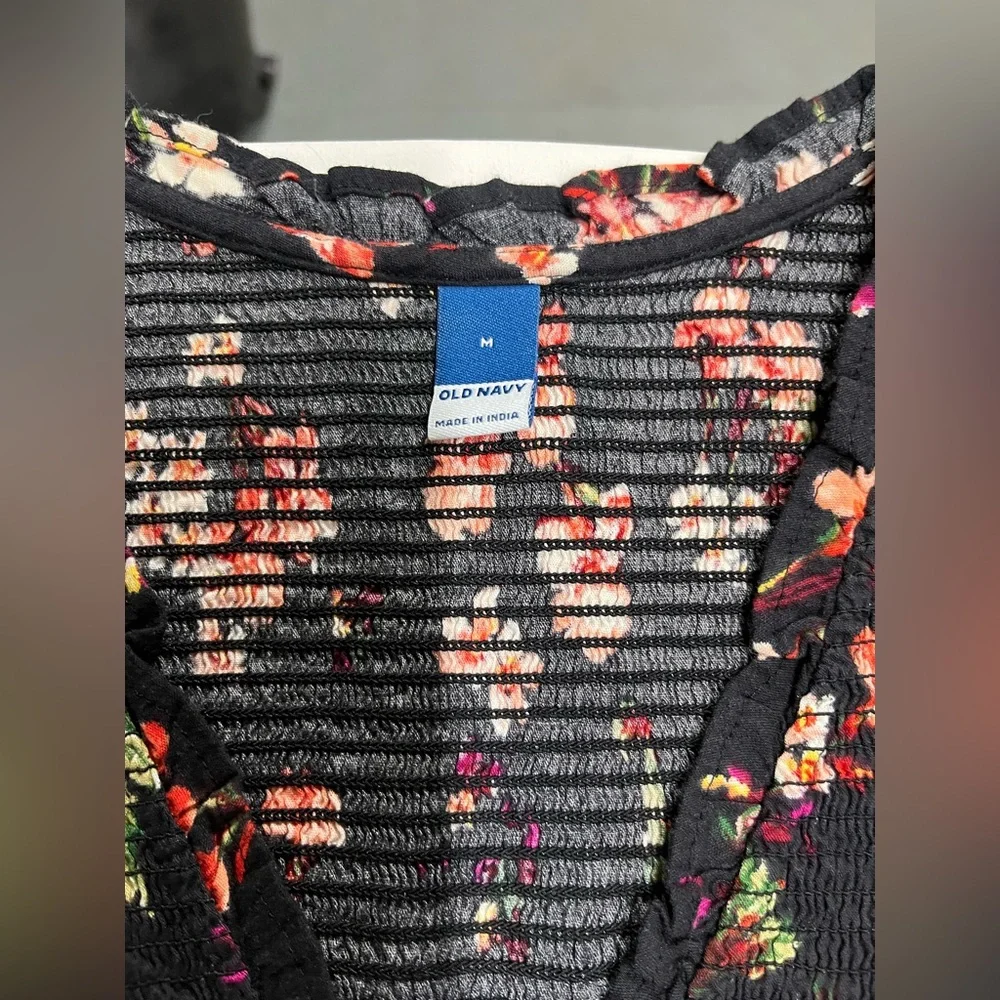 Old Navy Black Floral Long Sleeve Dress Medium NWT - Picture 6 of 9